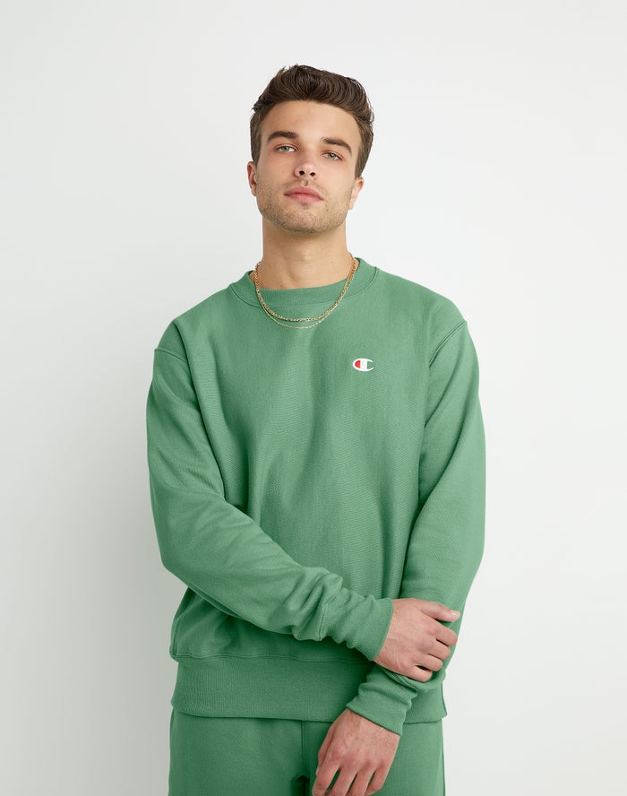 Champion Reverse Weave Crew Erkek Sweatshirt Yeşil ( IJRCUL738 )